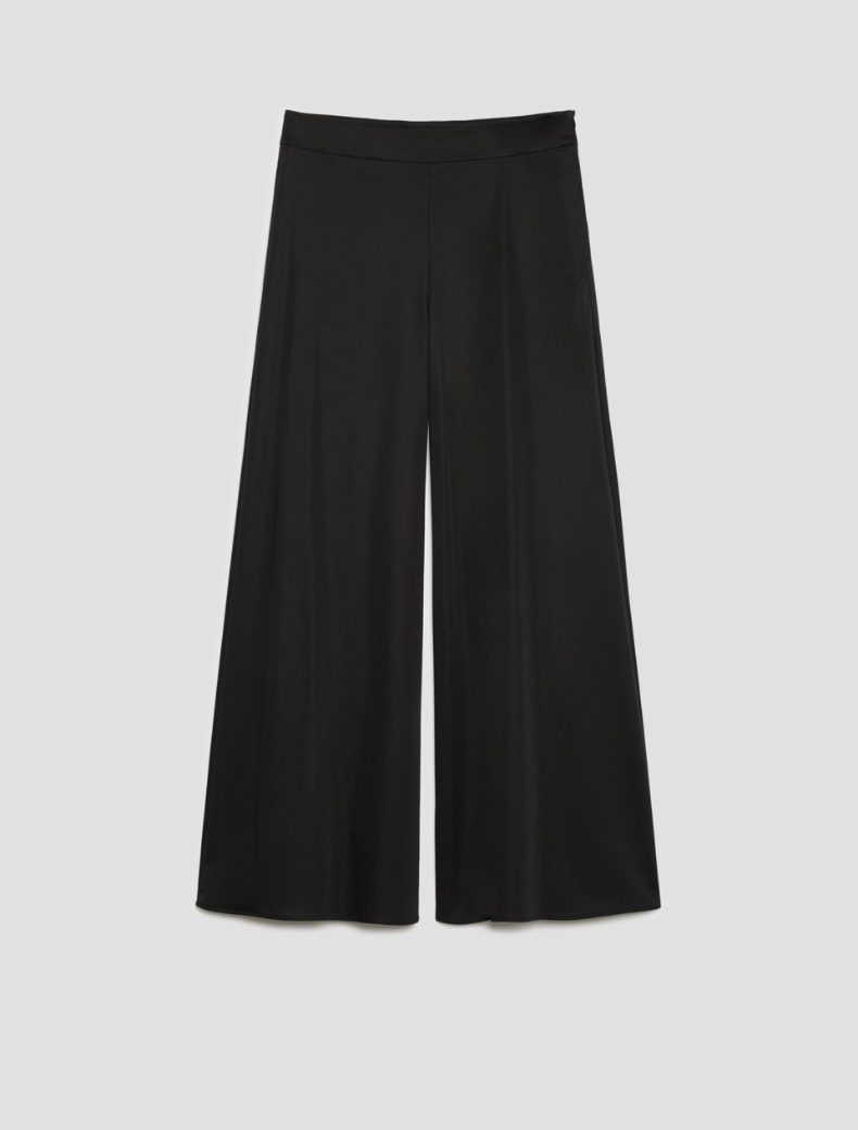 Cotton-blend wide-leg trousers - BLACK - pennyblack