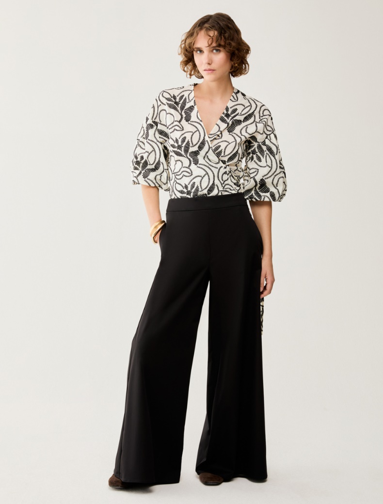 Cotton-blend wide-leg trousers Cotton-blend wide-leg trousers - BLACK - pennyblack