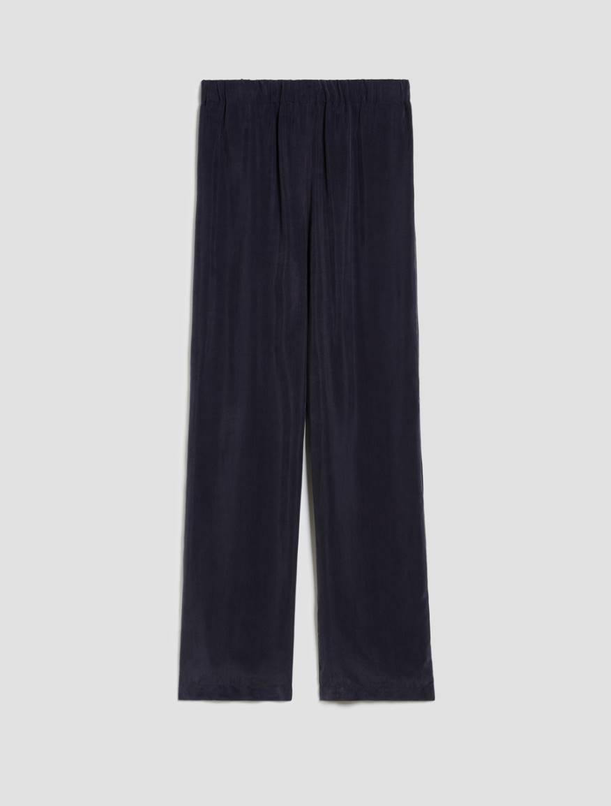 Flowing fabric wide-leg trousers - NAVY - Pennyblack - 2