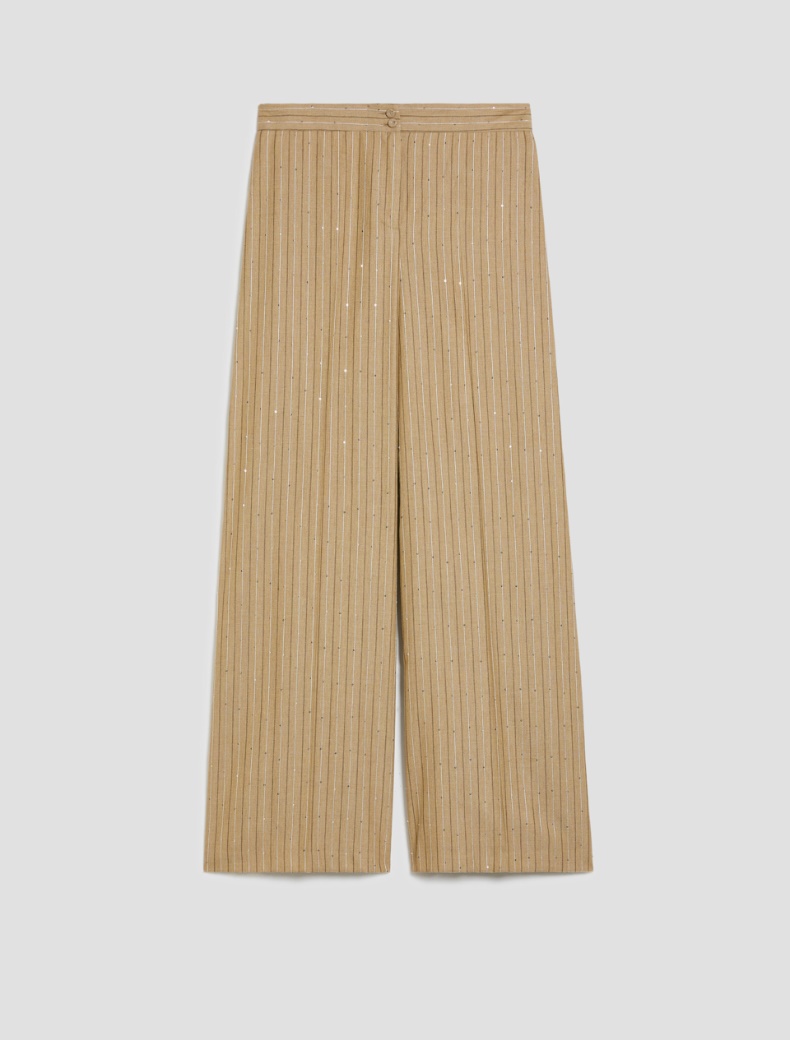 Sequinned pinstriped trousers - SAGE - pennyblack
