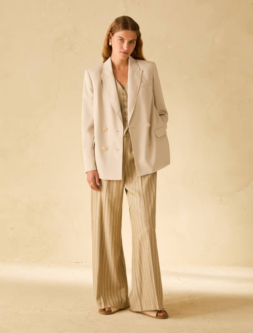Sequinned pinstriped trousers - SAGE - Pennyblack - 5