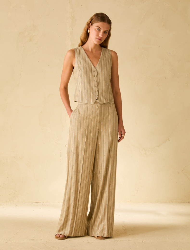 Sequinned pinstriped trousers Sequinned pinstriped trousers - SAGE - pennyblack
