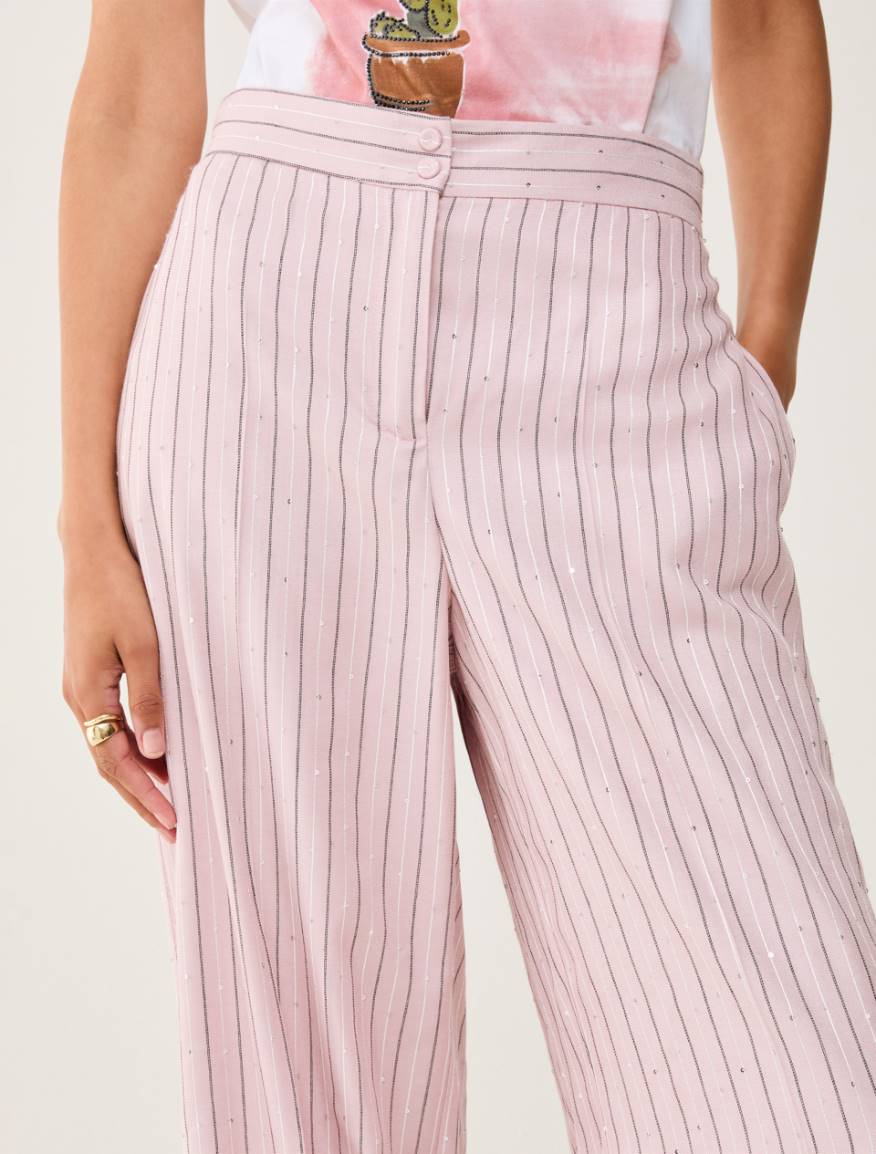 Sequinned pinstriped trousers - PINK - Pennyblack - 4