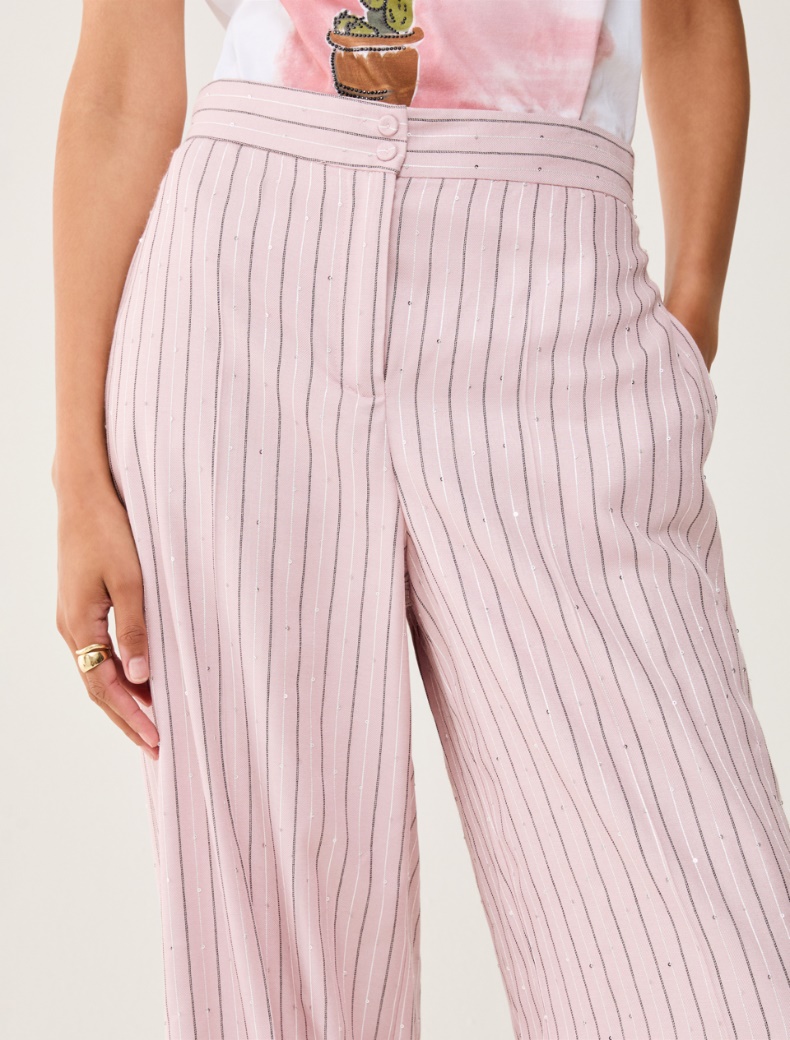 Sequinned pinstriped trousers - PINK - pennyblack