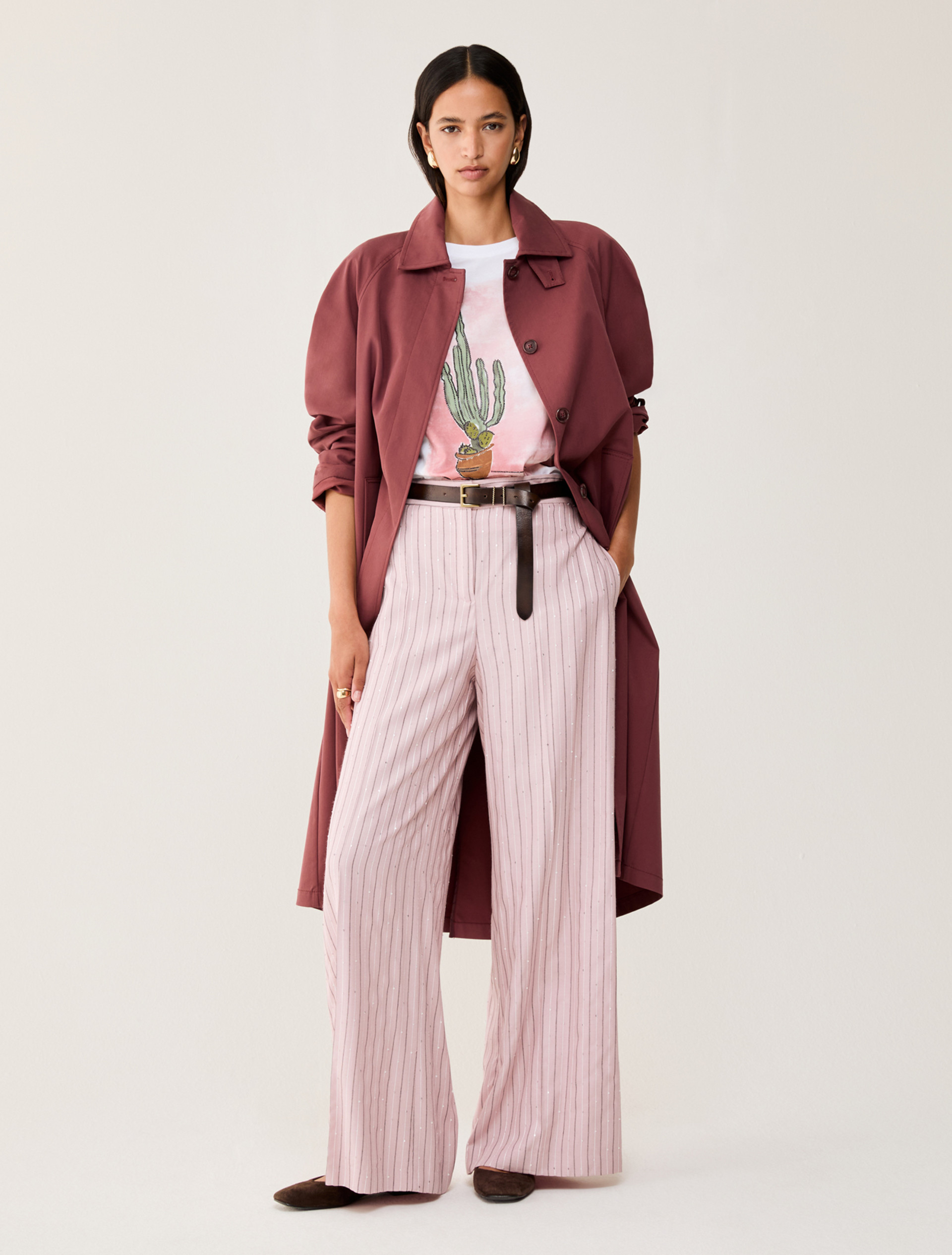 Sequinned pinstriped trousers - PINK - pennyblack