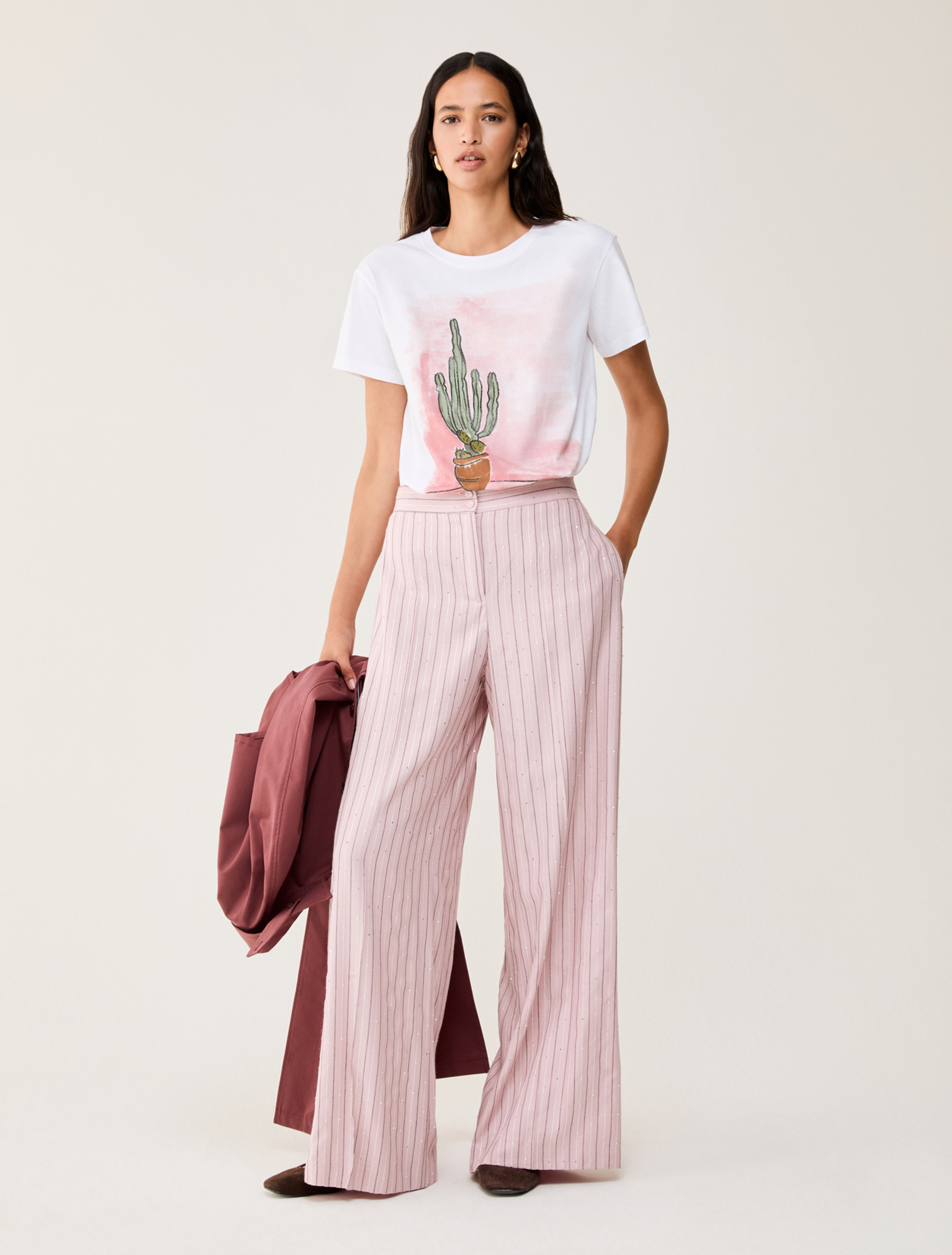 Sequinned pinstriped trousers - PINK - pennyblack