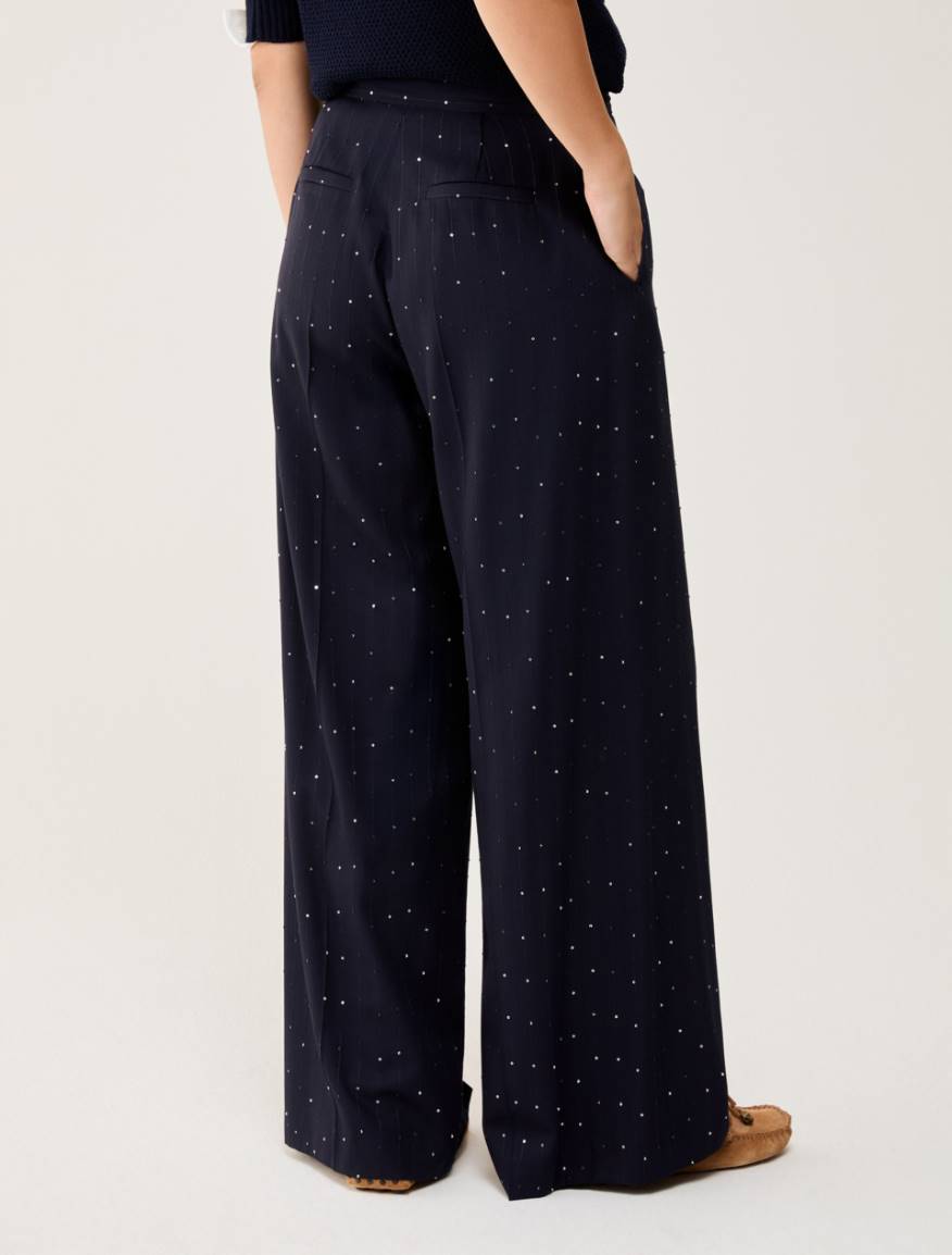 Sequinned pinstriped trousers - NAVY - Pennyblack - 3
