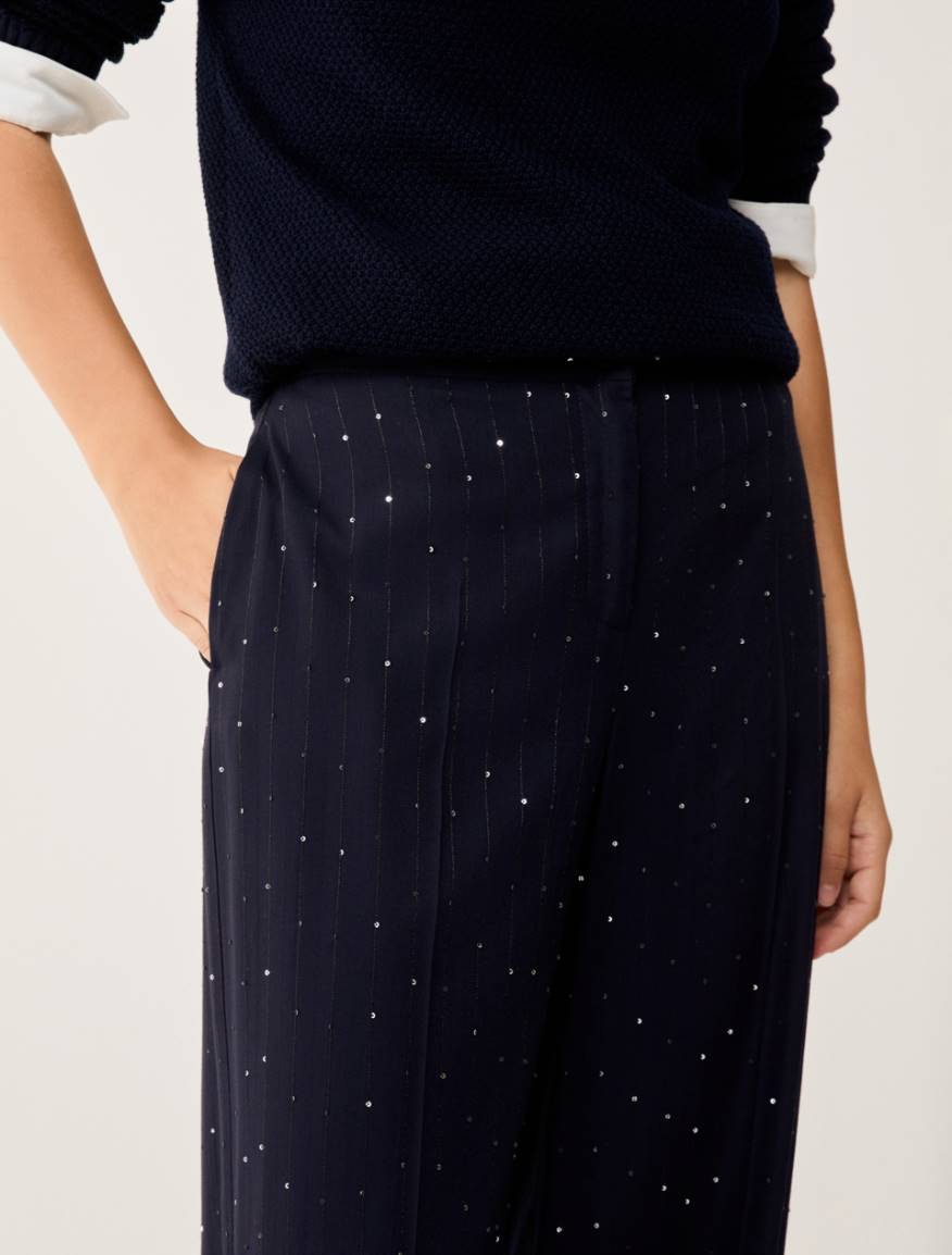 Sequinned pinstriped trousers - NAVY - Pennyblack - 4