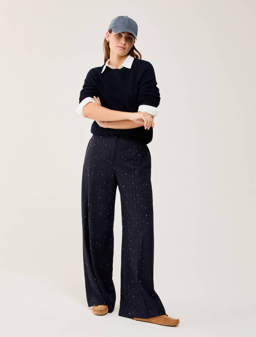 Sequinned pinstriped trousers - NAVY - Pennyblack - 5