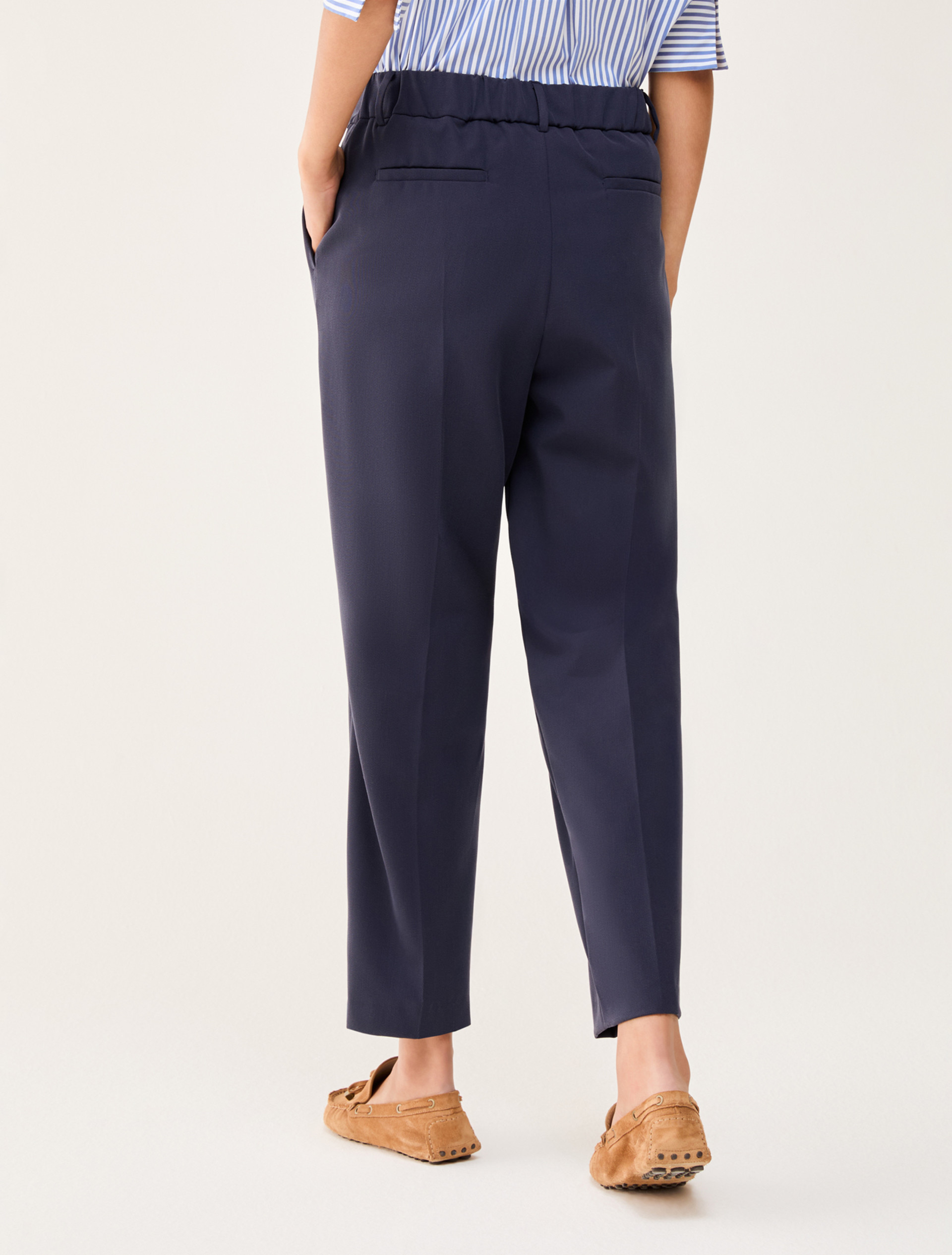 Twill carrot-fit trousers - NAVY - pennyblack