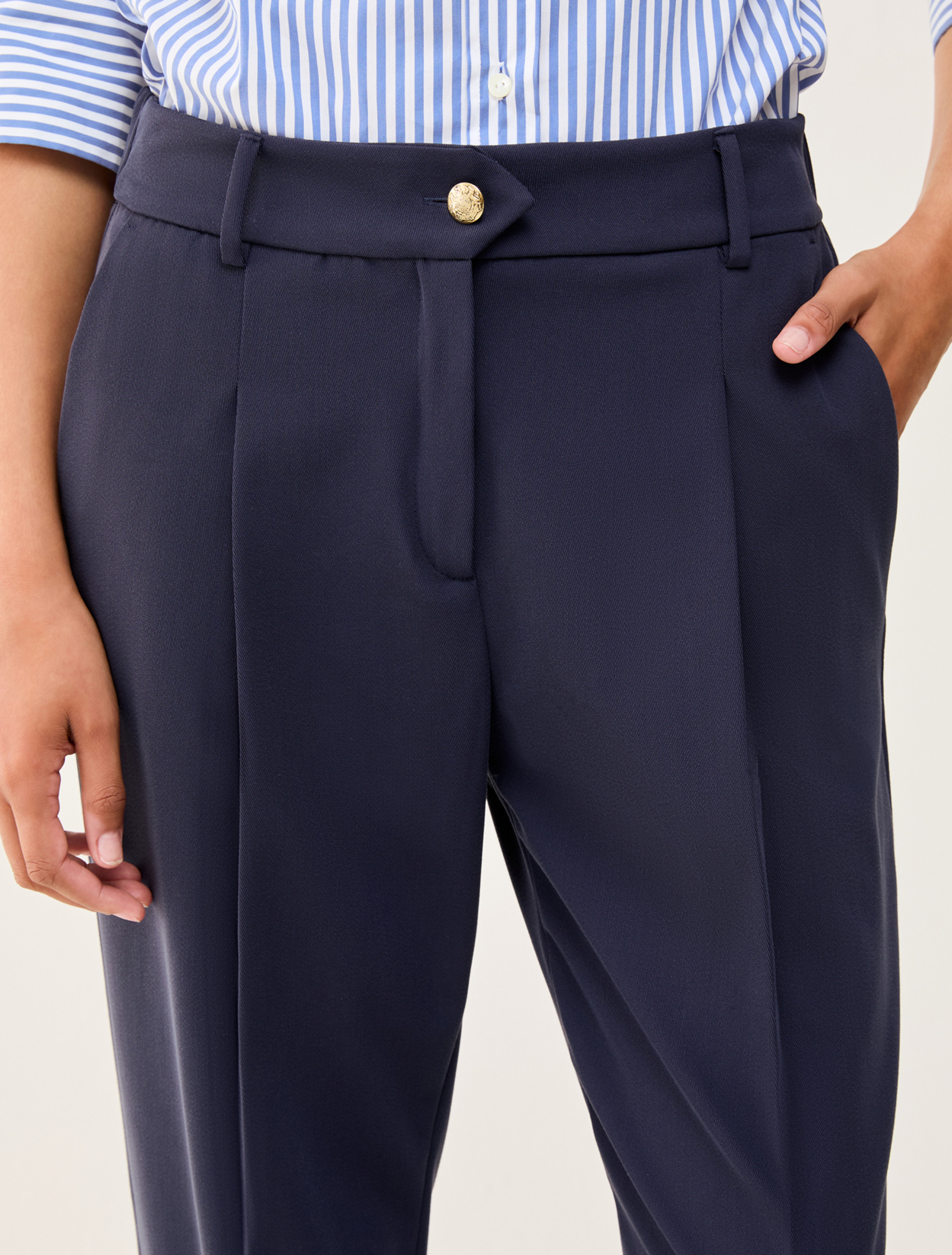 Twill carrot-fit trousers - NAVY - pennyblack