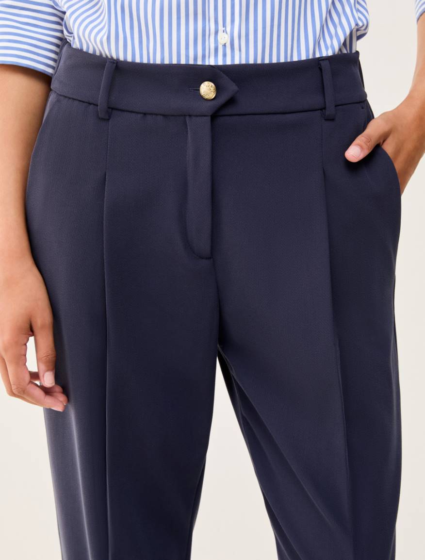 Twill carrot-fit trousers - NAVY - Pennyblack - 4