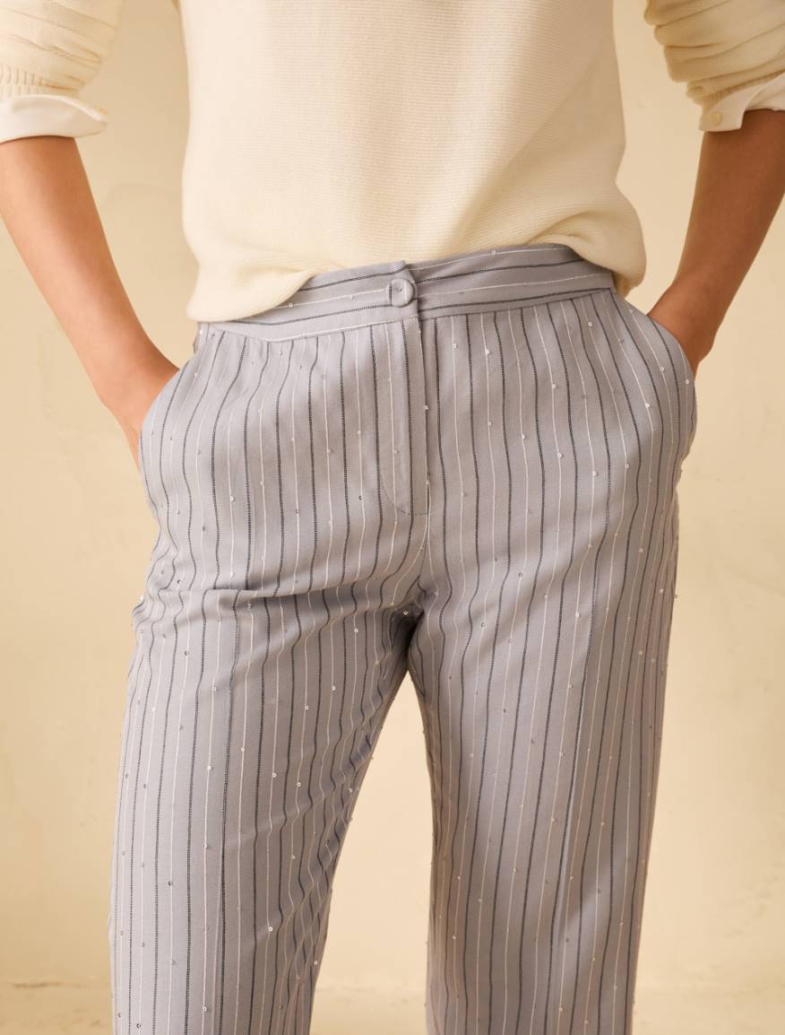 Flared sequinned trousers - LIGHT BLUE - Pennyblack - 4