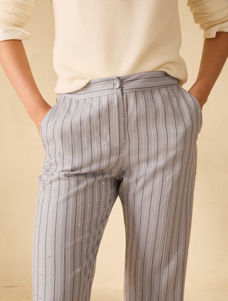 Flared sequinned trousers - LIGHT BLUE - pennyblack