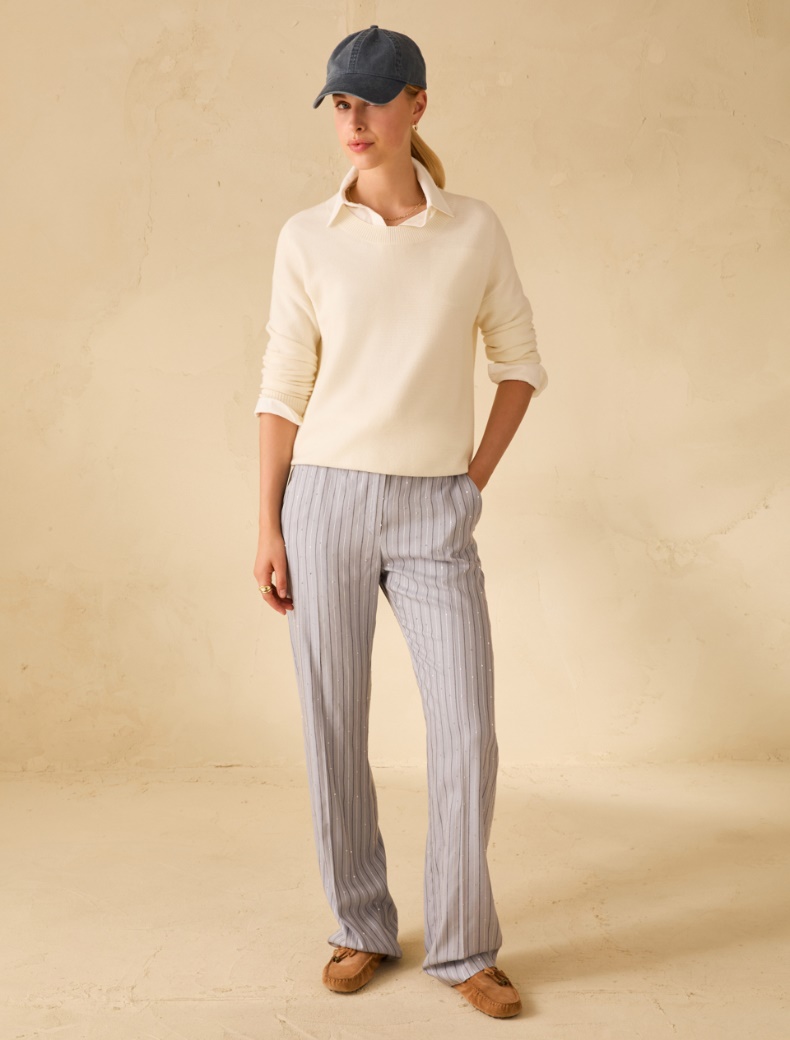 Flared sequinned trousers - LIGHT BLUE - pennyblack