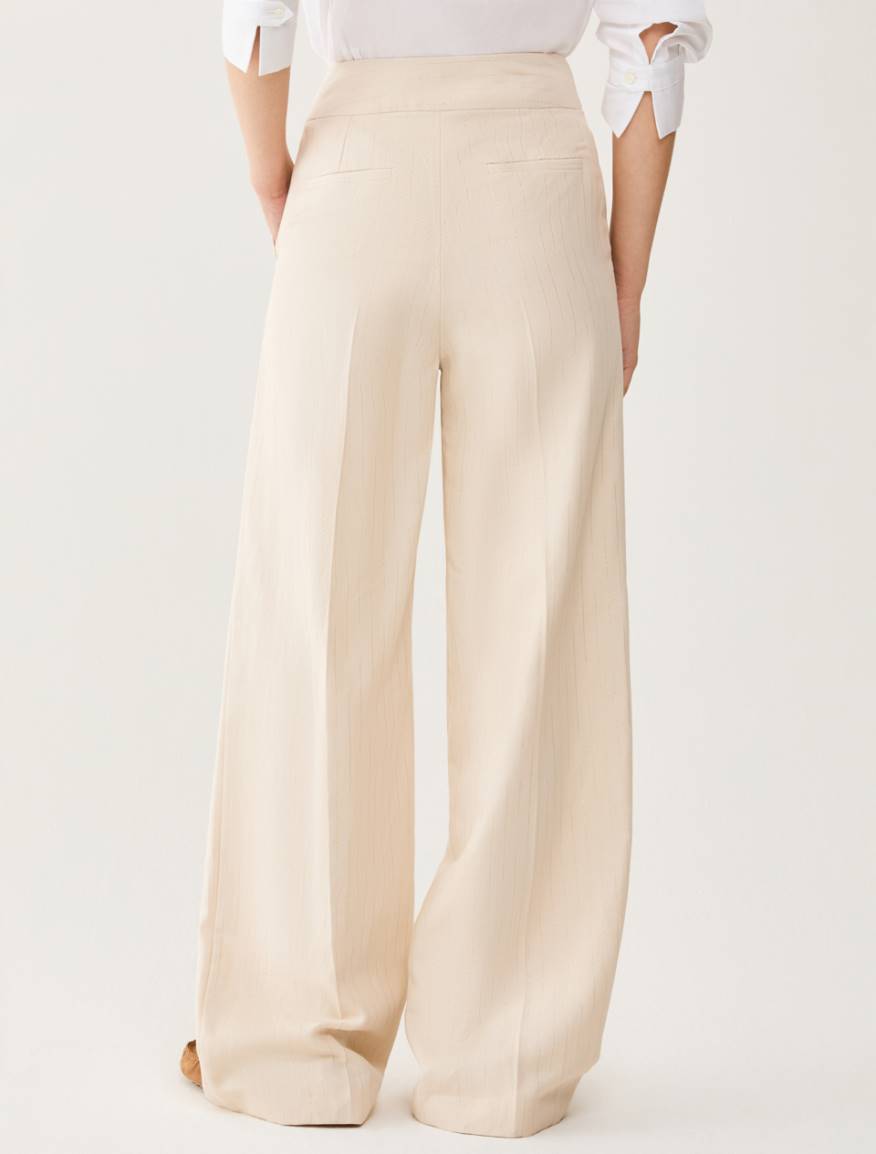 Lamé pinstriped trousers - BEIGE - Pennyblack - 3