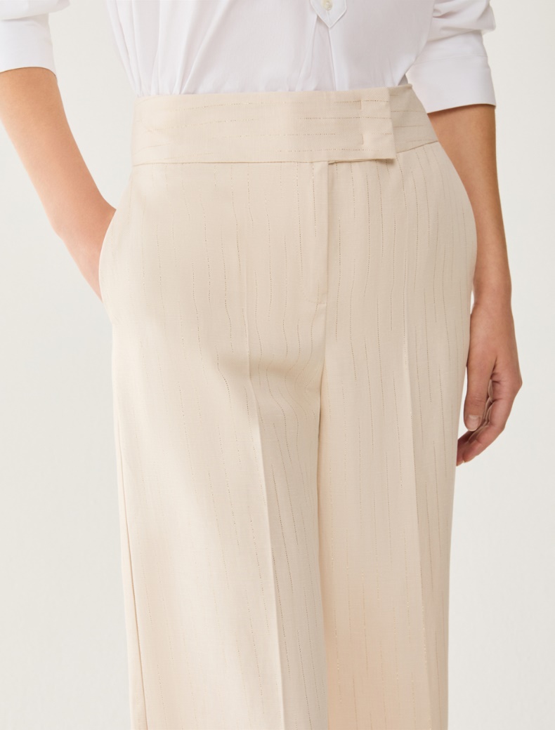 Lamé pinstriped trousers - BEIGE - pennyblack