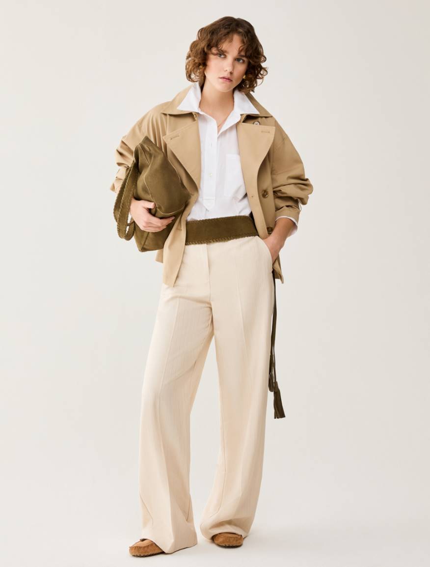 Lamé pinstriped trousers - BEIGE - Pennyblack - 5