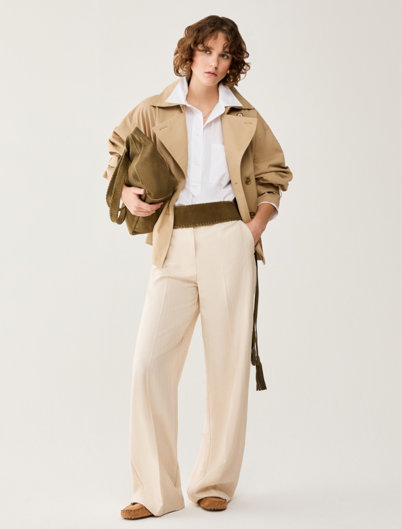 Lamé pinstriped trousers - BEIGE - pennyblack