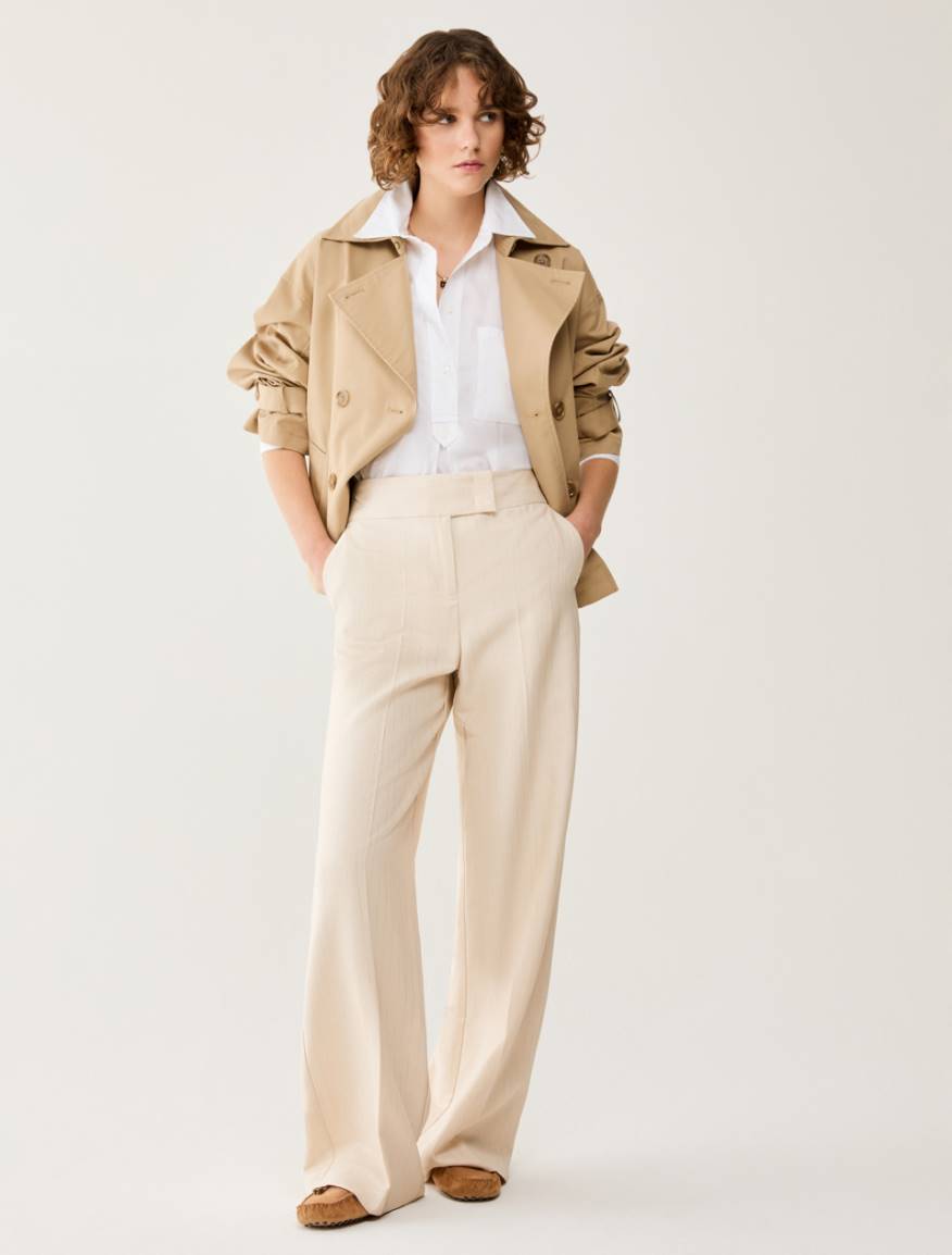 Lamé pinstriped trousers - BEIGE - Pennyblack