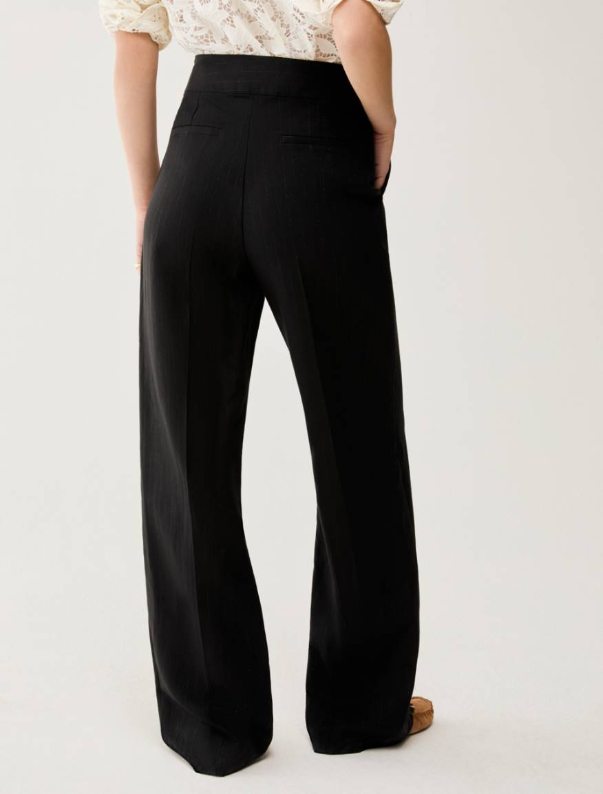 Lamé pinstriped trousers - BLACK - Pennyblack - 3