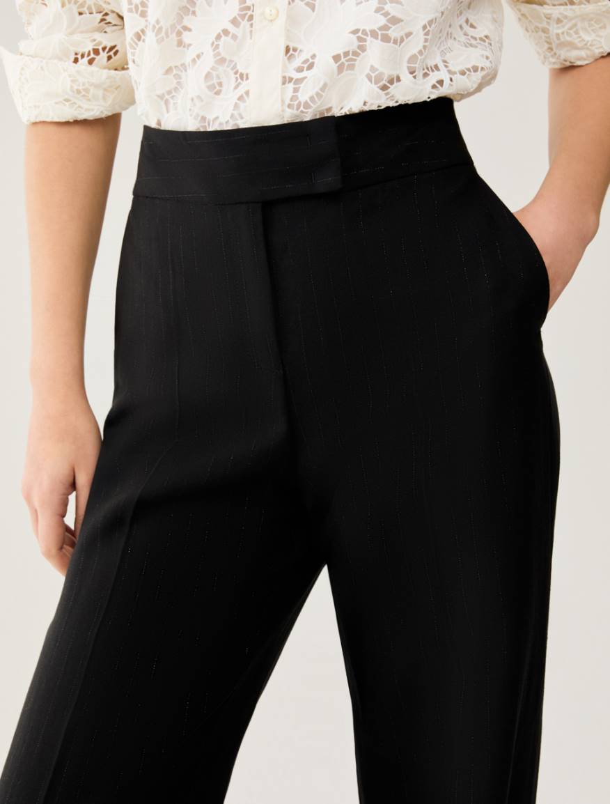 Lamé pinstriped trousers - BLACK - Pennyblack - 4
