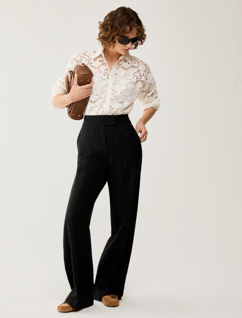 Lamé pinstriped trousers - BLACK - pennyblack