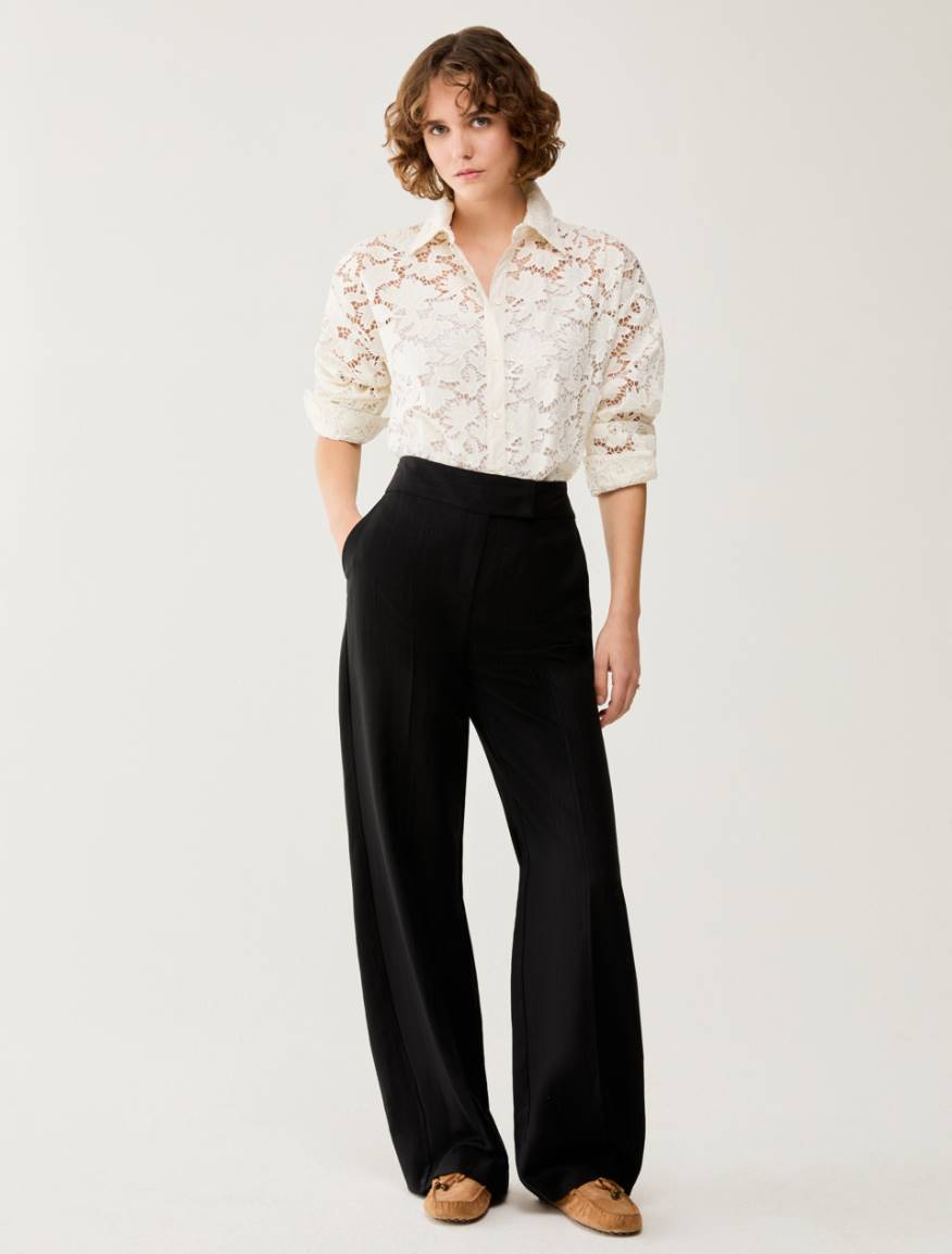 Lamé pinstriped trousers - BLACK - Pennyblack
