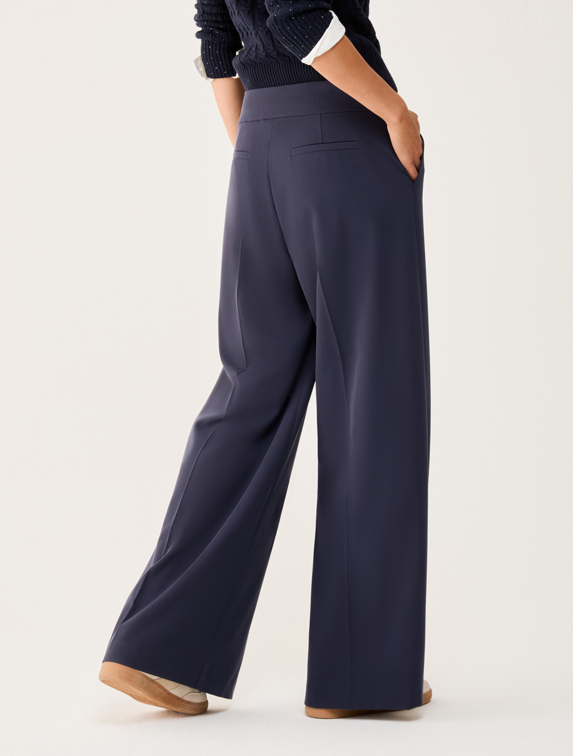 Wide-fit twill trousers - NAVY - pennyblack
