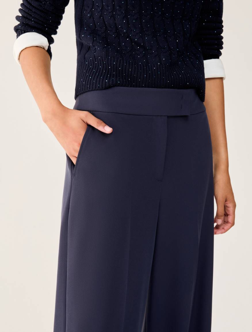Wide-fit twill trousers - NAVY - Pennyblack - 4