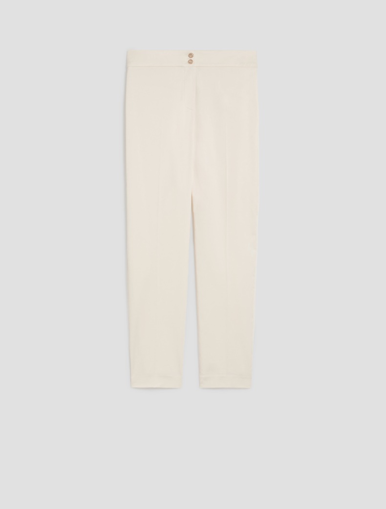 Cotton-blend slim trousers - IVORY - pennyblack