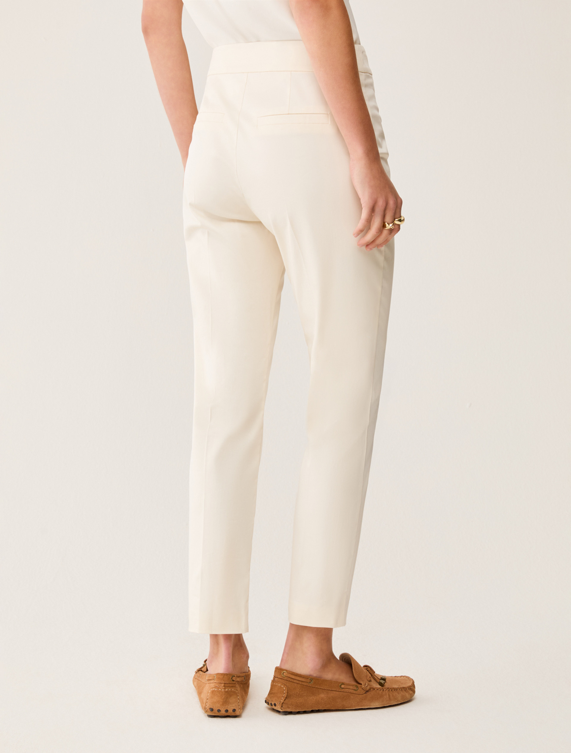 Cotton-blend slim trousers - IVORY - pennyblack
