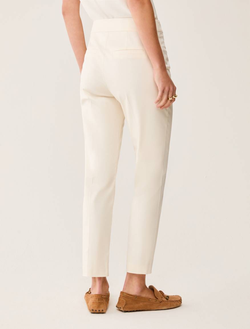 Cotton-blend slim trousers - IVORY - Pennyblack - 3