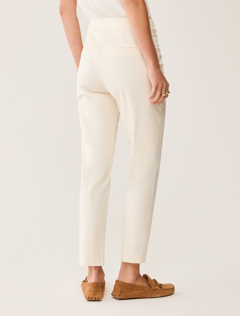 Cotton-blend slim trousers - IVORY - pennyblack