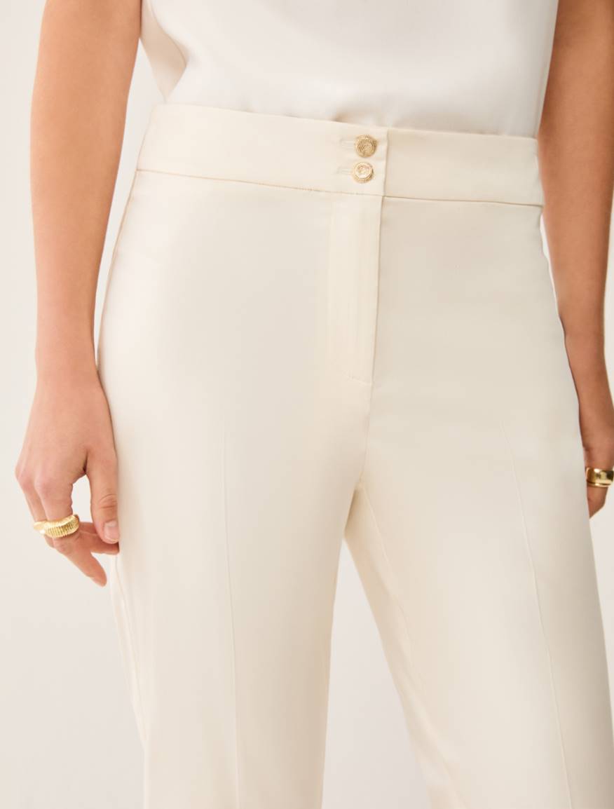 Cotton-blend slim trousers - IVORY - Pennyblack - 4