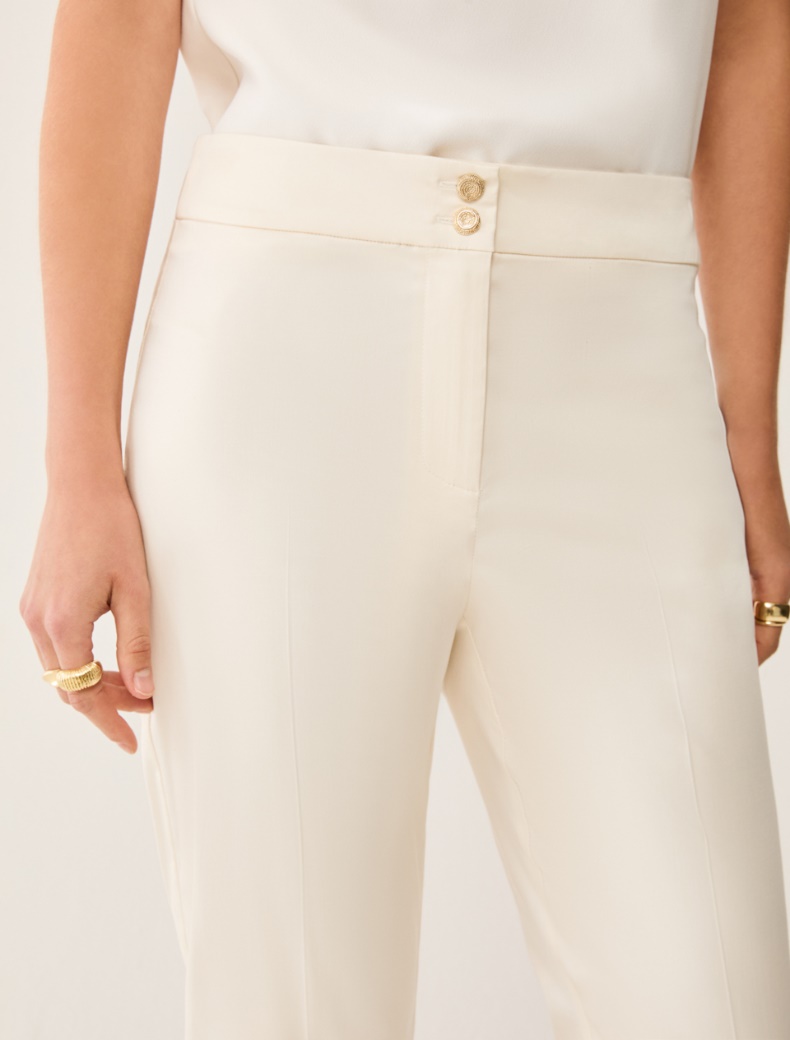 Cotton-blend slim trousers - IVORY - pennyblack