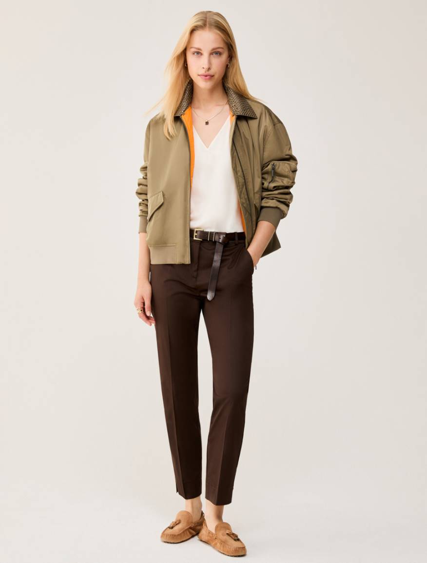 Cotton satin trousers - CHOCOLATE - Pennyblack