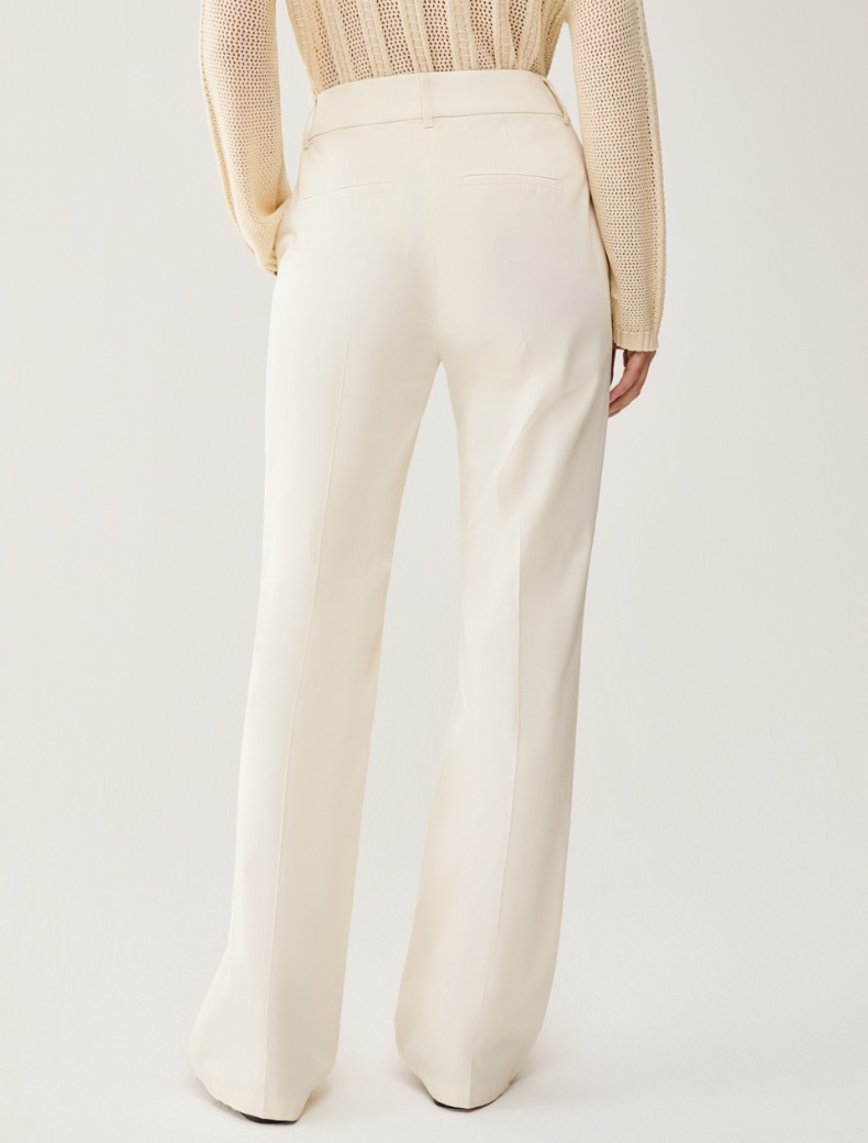 Cotton-satin flared trousers - IVORY - pennyblack
