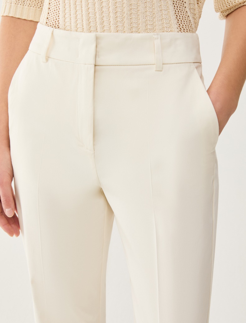 Cotton-satin flared trousers - IVORY - pennyblack