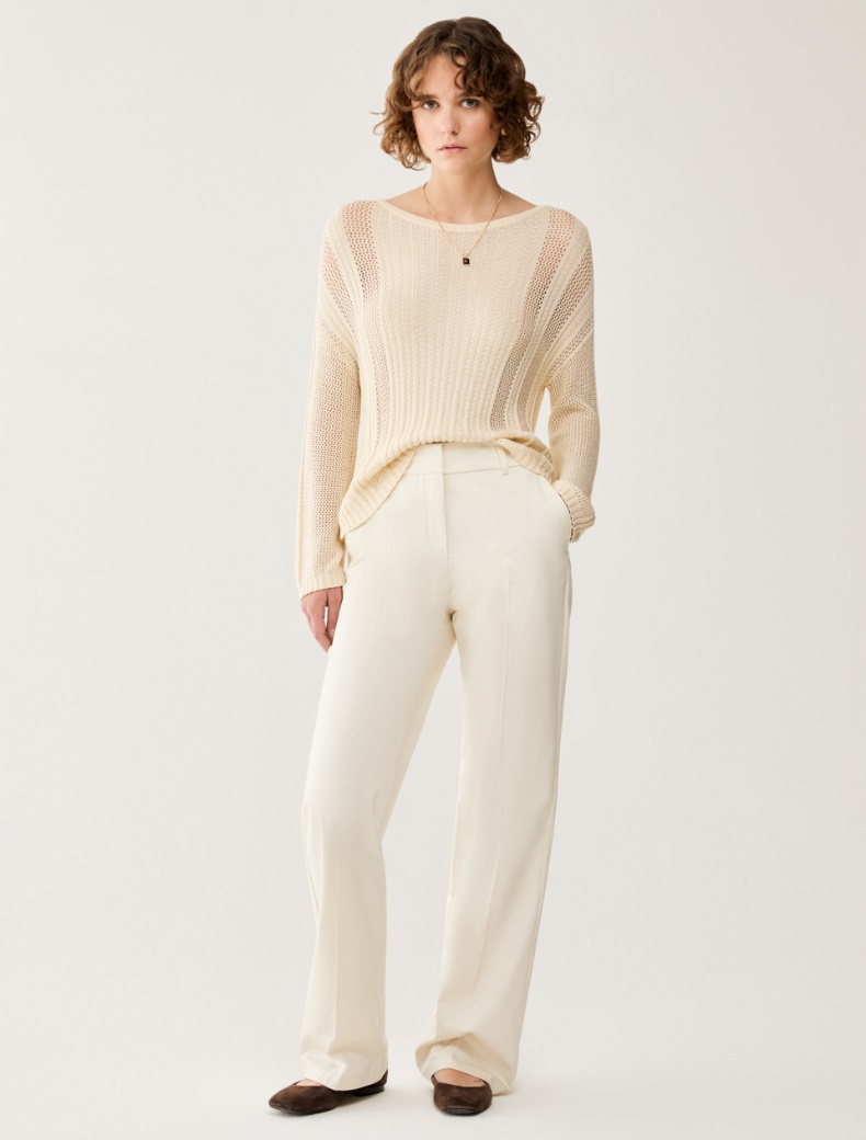 Cotton-satin flared trousers - IVORY - pennyblack