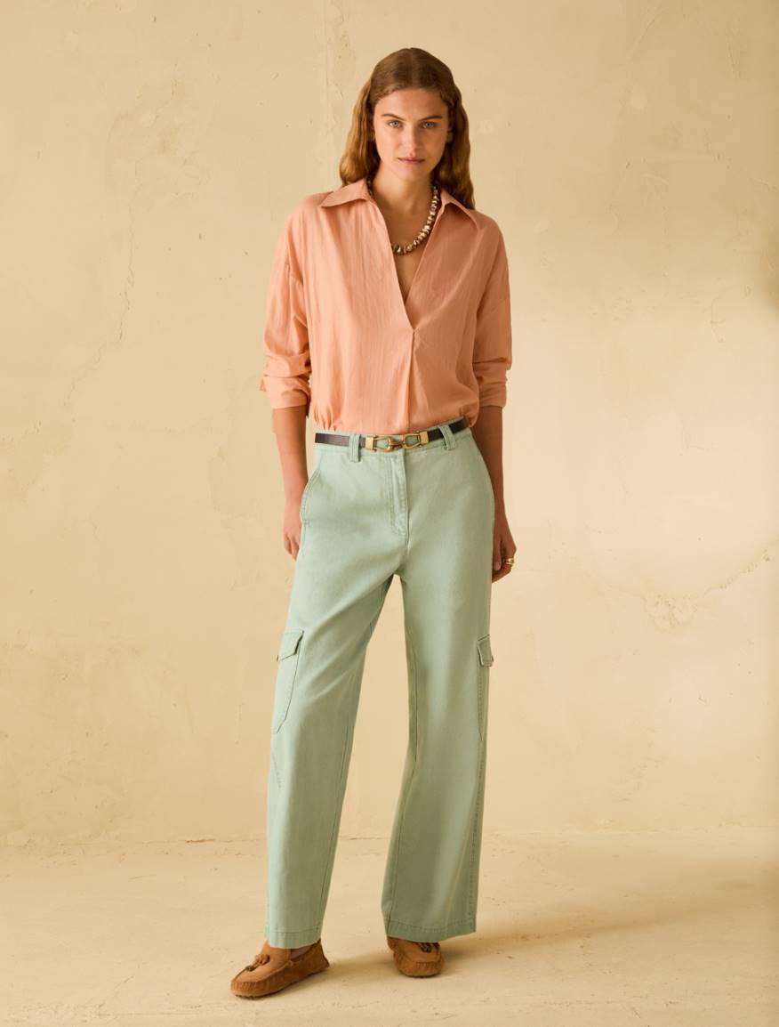 Pantaloni cargo in canvas - ACQUAMARINA - Pennyblack