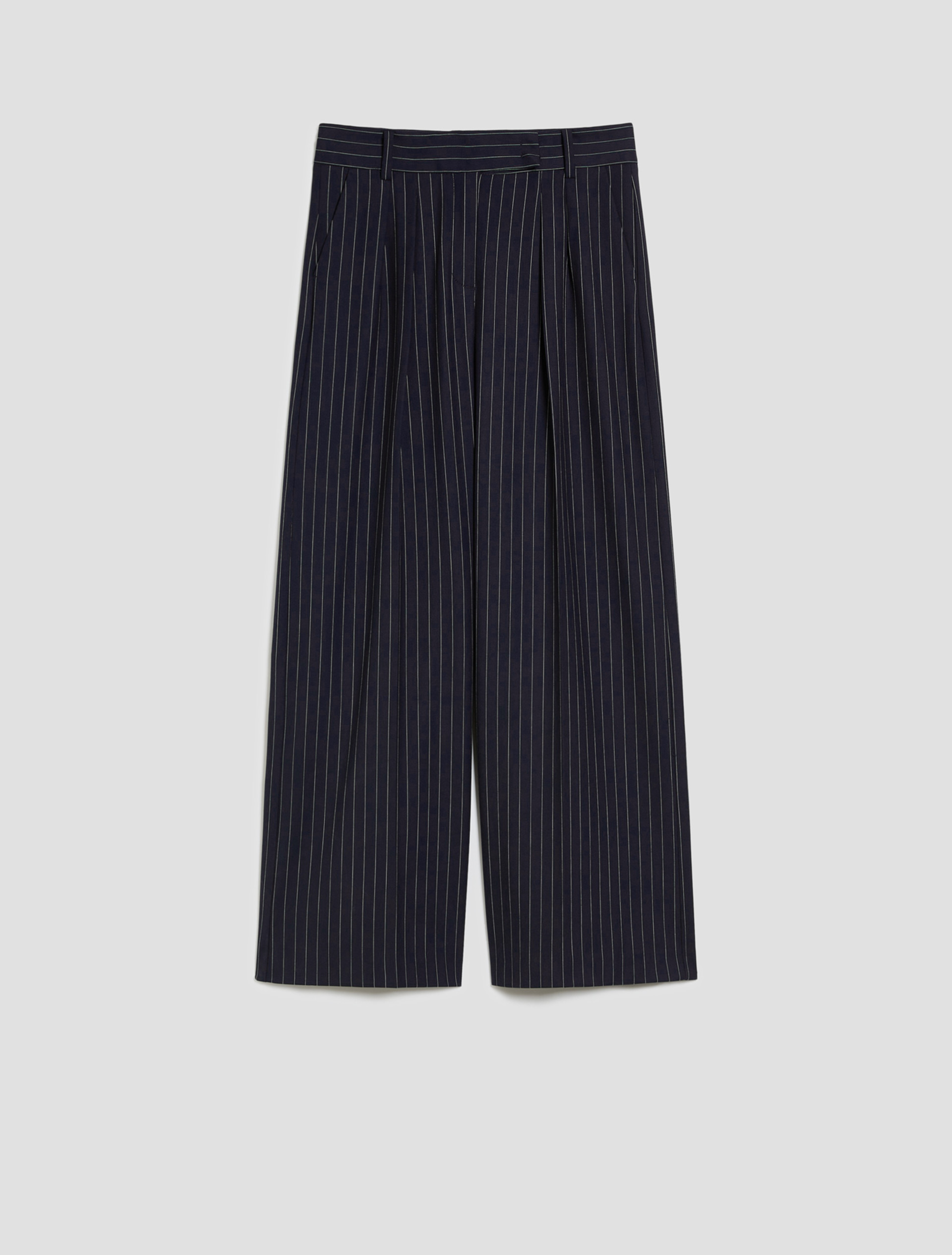Wide-fit pinstripe trousers - NAVY - pennyblack