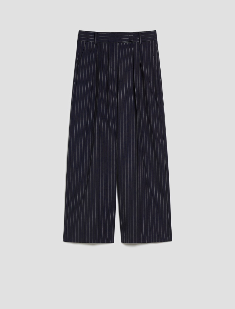 Wide-fit pinstripe trousers - NAVY - pennyblack