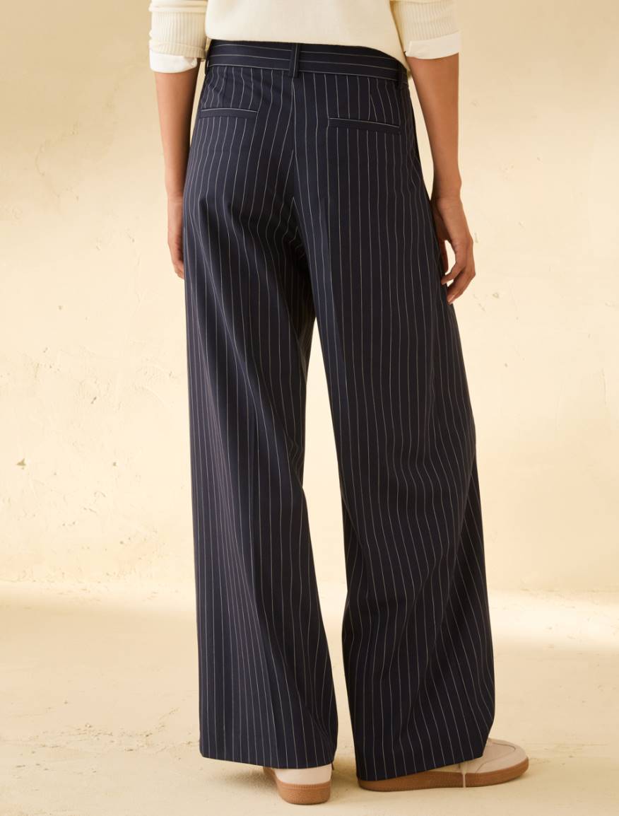 Wide-fit pinstripe trousers - NAVY - Pennyblack - 3