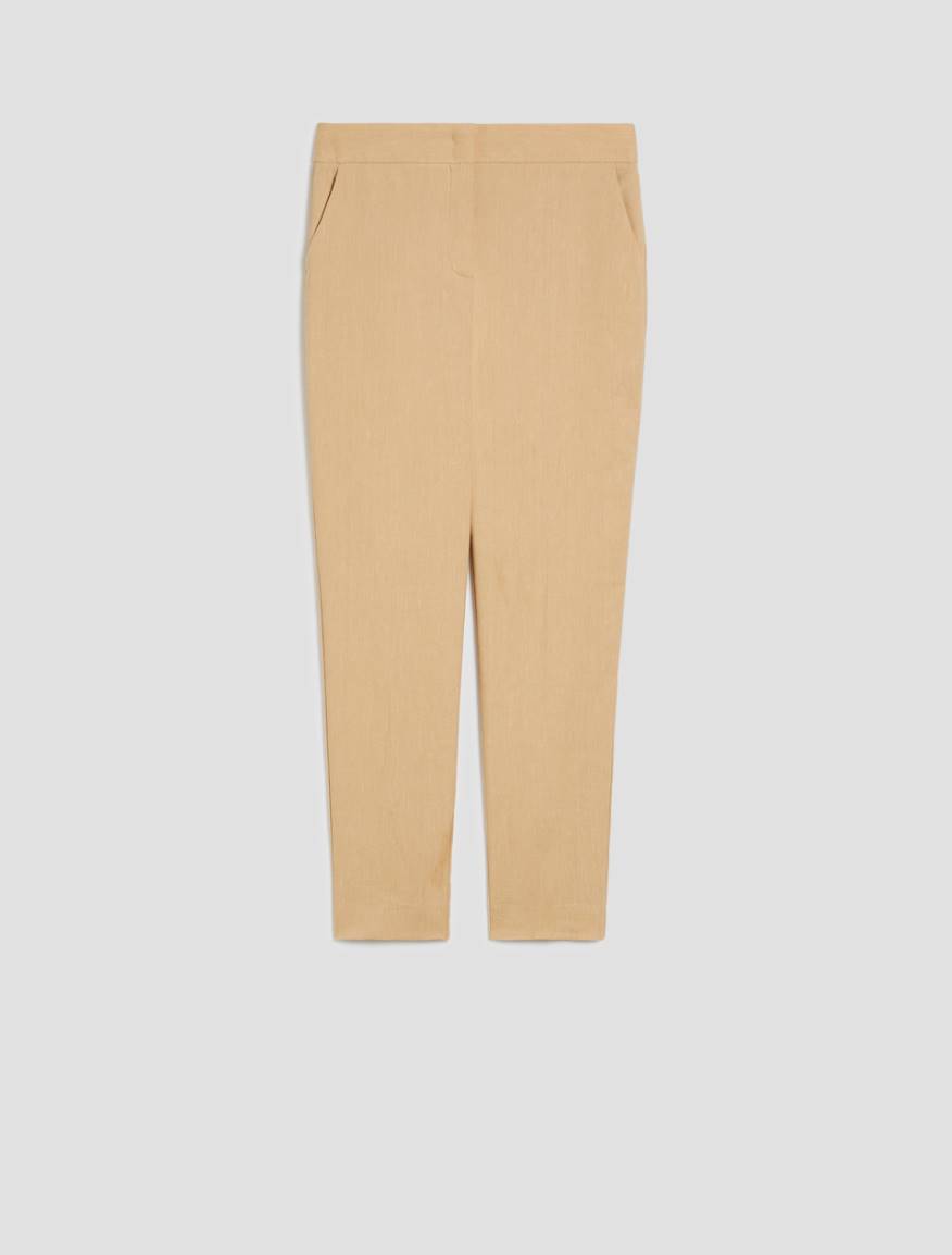Slim cotton and linen trousers - SAND - Pennyblack - 2