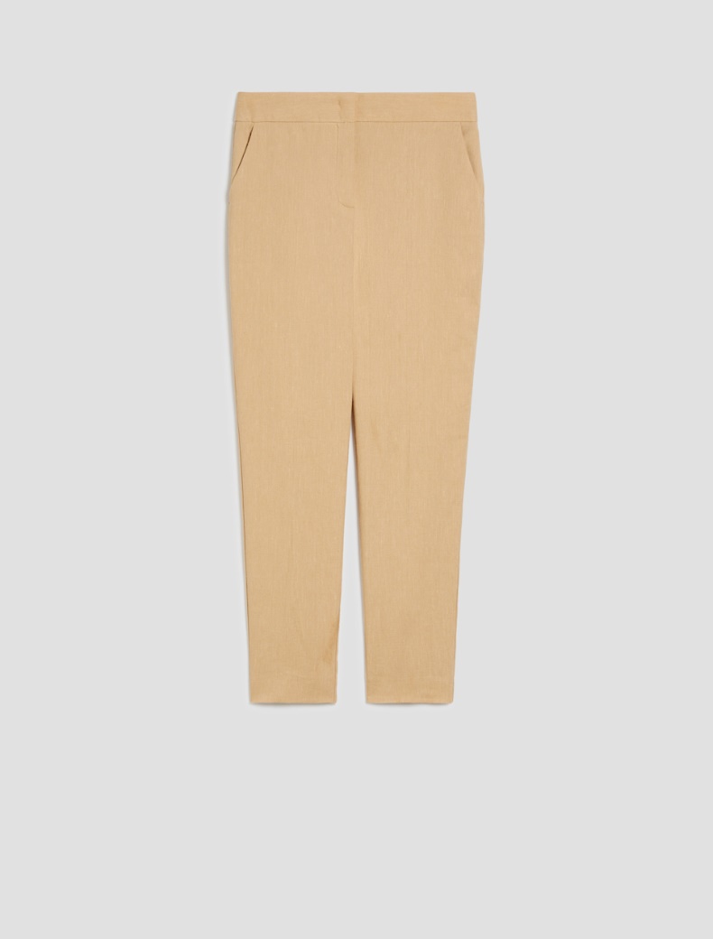 Slim cotton and linen trousers - SAND - pennyblack