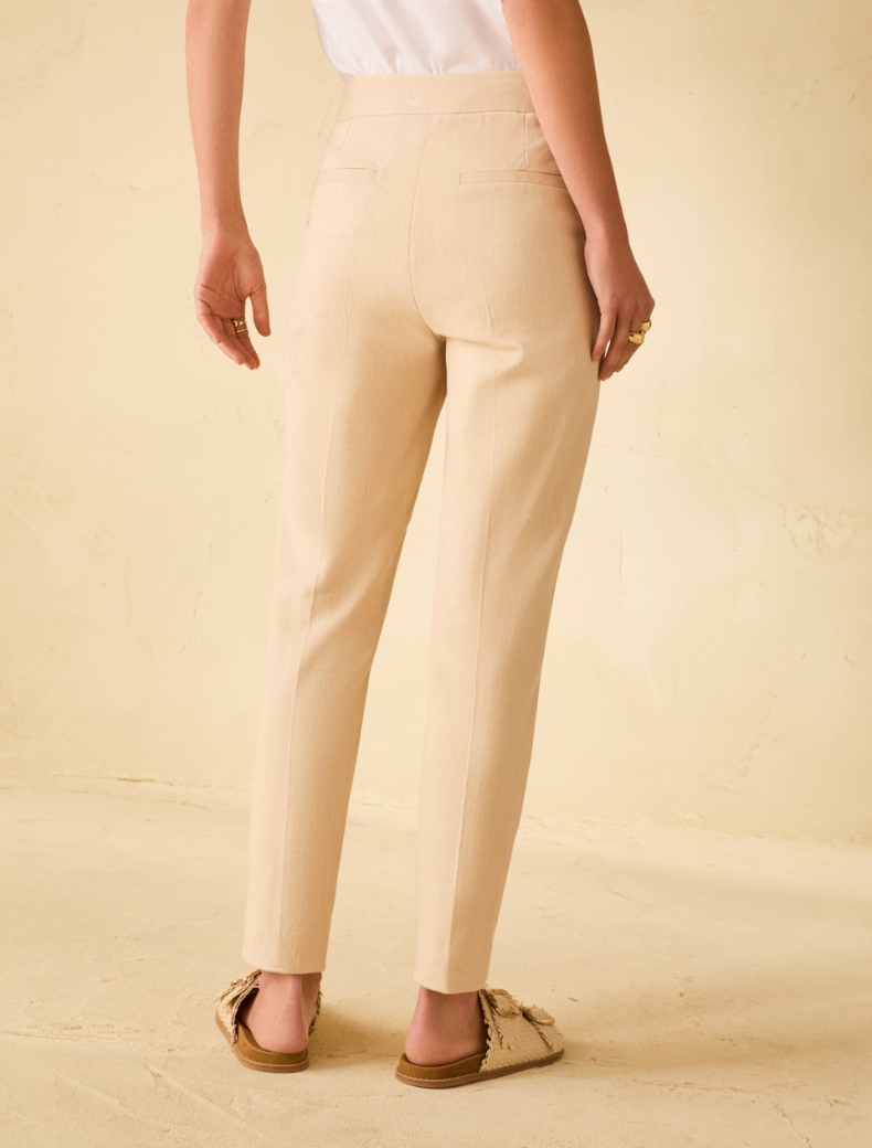 Slim cotton and linen trousers - SAND - pennyblack