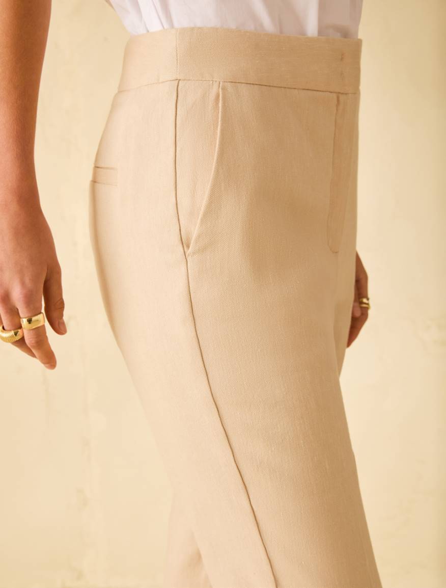 Slim cotton and linen trousers - SAND - Pennyblack - 4