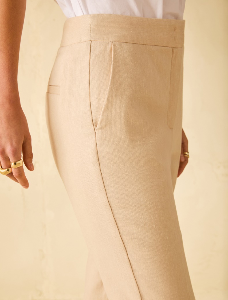 Slim cotton and linen trousers - SAND - pennyblack