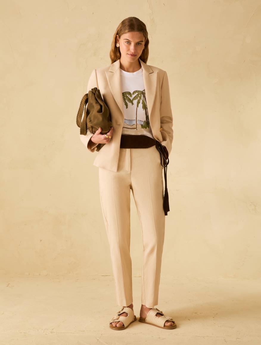 Slim cotton and linen trousers - SAND - Pennyblack - 5